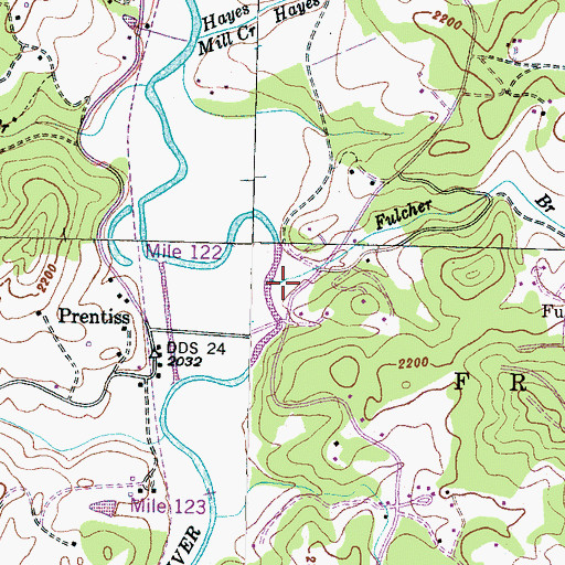 Topographic Map of Fulcher Branch, NC