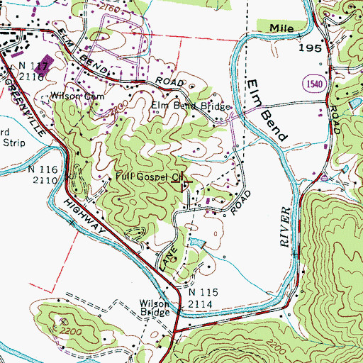 Topographic Map of Full Gospel Church, NC