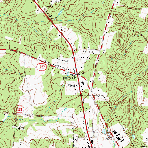Topographic Map of Fulp Church, NC