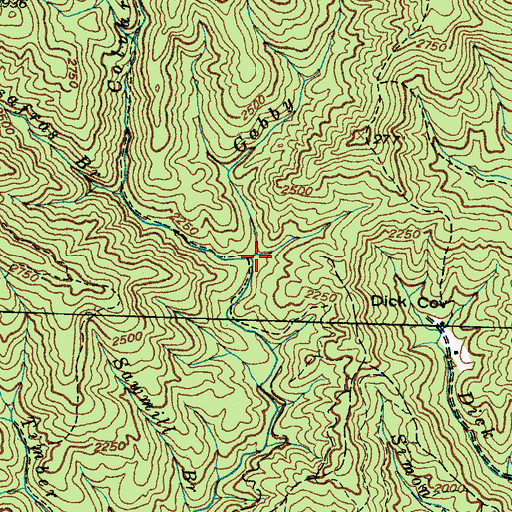 Topographic Map of Gabby Branch, NC