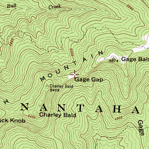 Topographic Map of Gage Gap, NC