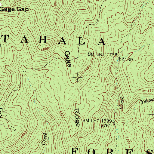 Topographic Map of Gage Ridge, NC