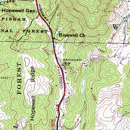Topographic Map of Gahagan Cemetery, NC