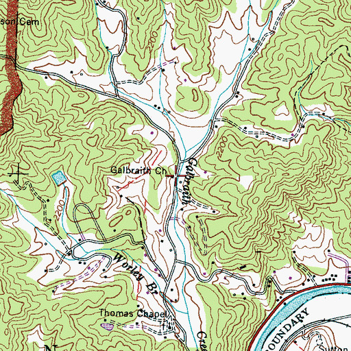 Topographic Map of Galbraith Cemetery, NC