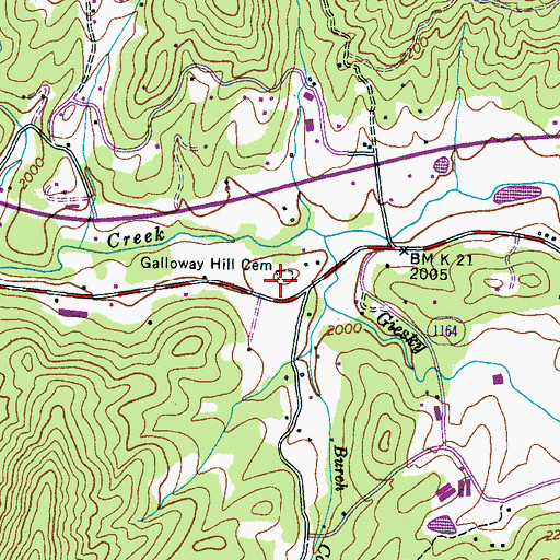 Topographic Map of Galloway Hill Cemetery, NC