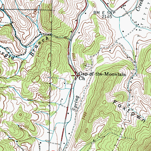 Topographic Map of Gap-of-the-Mountain Church, NC