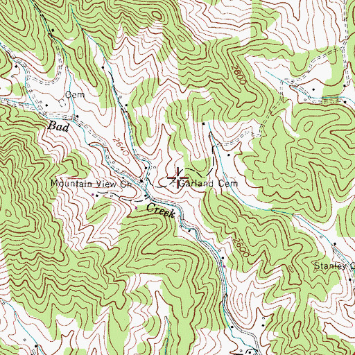 Topographic Map of Garland Cemetery, NC