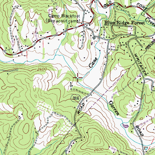 Topographic Map of Garren Creek, NC