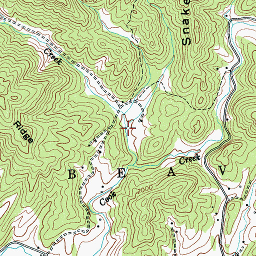 Topographic Map of Garrett Creek, NC