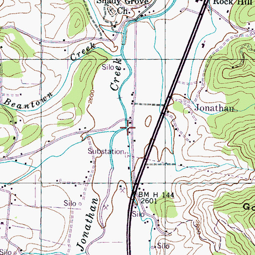 Topographic Map of Garrett Creek, NC