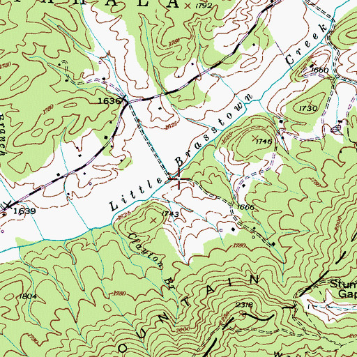 Topographic Map of Garringer Branch, NC