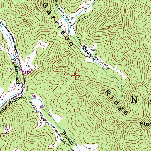 Topographic Map of Garrison Ridge, NC