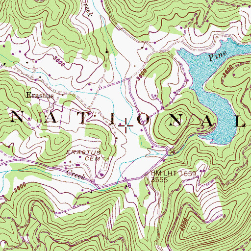 Topographic Map of Gem Creek, NC