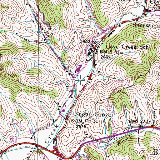 Topographic Map of George Gap Branch, NC