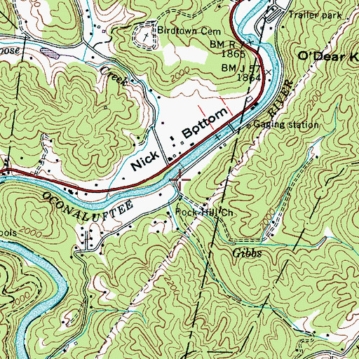 Topographic Map of Gibbs Branch, NC