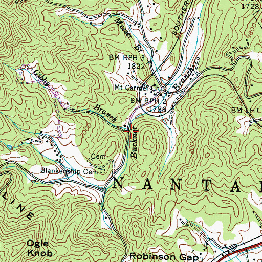 Topographic Map of Gibby Branch, NC