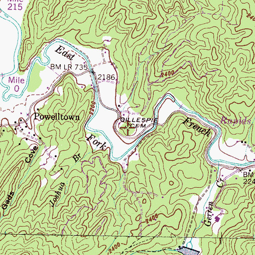 Topographic Map of Gillespie Cemetery, NC