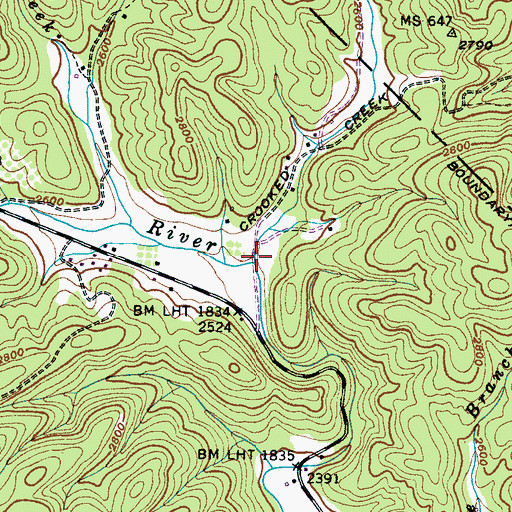 Topographic Map of Glade Creek, NC
