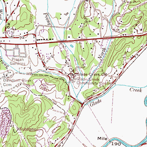 Topographic Map of Glade Creek Church, NC