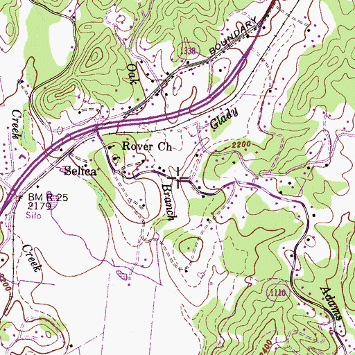 Topographic Map of Glady Branch, NC