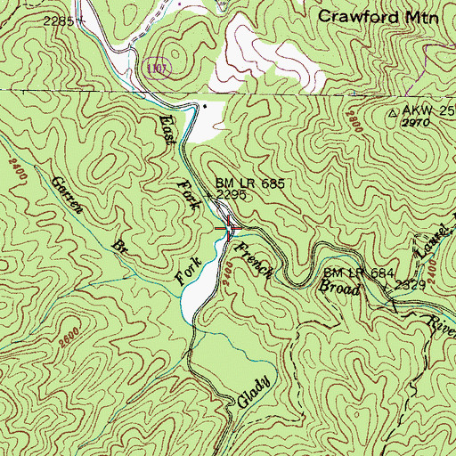 Topographic Map of Glady Fork, NC