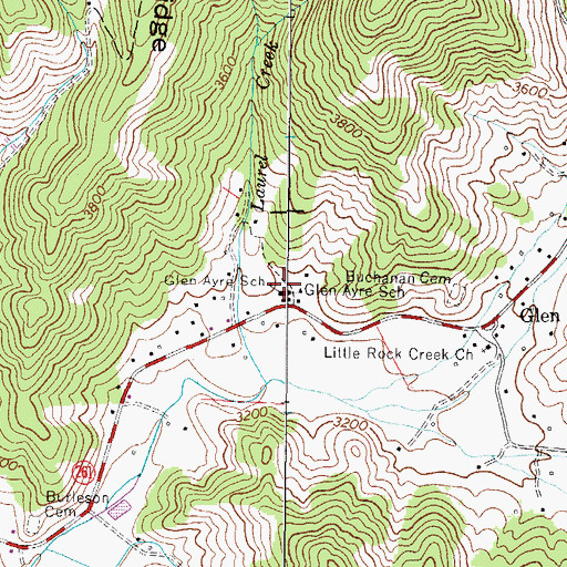 Topographic Map of Glen Ayre School, NC