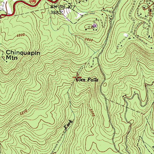 Topographic Map of Glen Falls, NC
