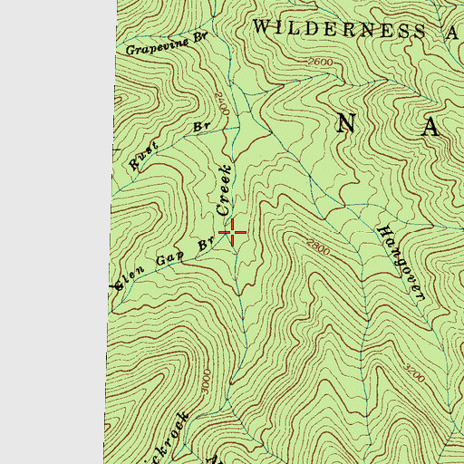 Topographic Map of Glen Gap Branch, NC