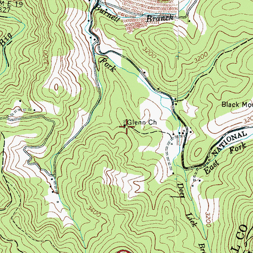 Topographic Map of Glenn Church, NC
