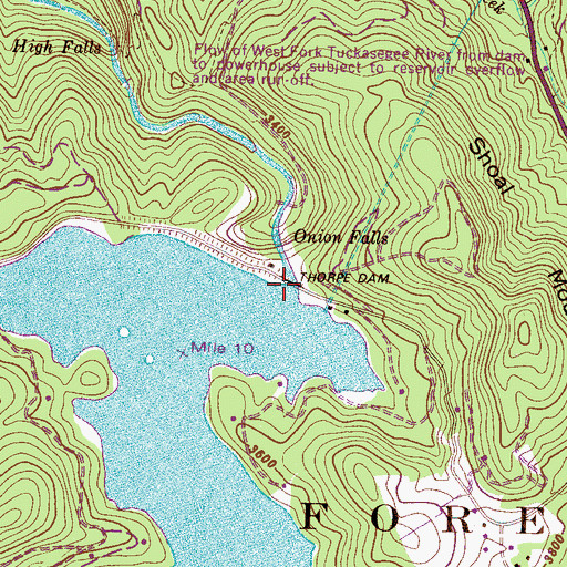 Topographic Map of Glenville Dam, NC