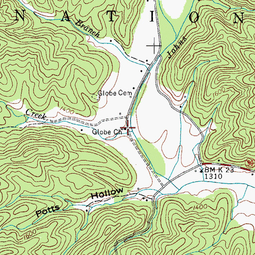 Topographic Map of Globe Church, NC