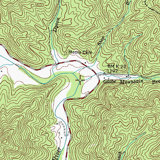 Topographic Map of Globe Mountain Branch, NC