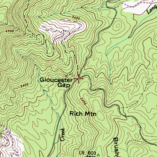 Topographic Map of Gloucester Gap, NC