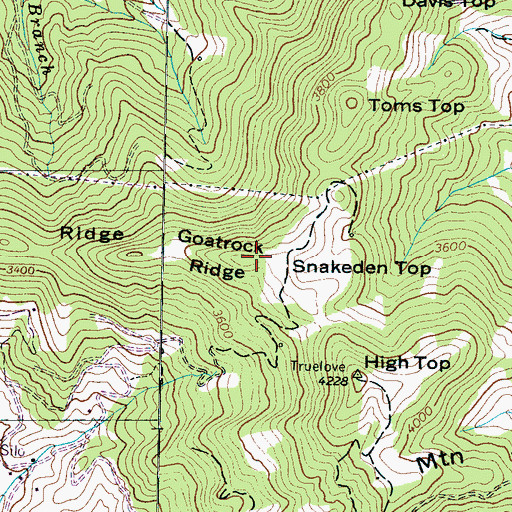 Topographic Map of Goatrock Ridge, NC