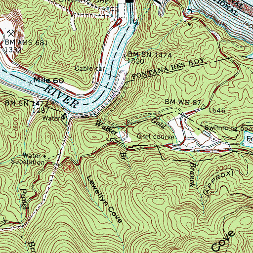 Topographic Map of Gold Branch, NC