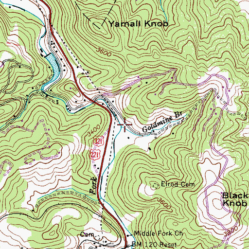 Topographic Map of Goldmine Branch, NC