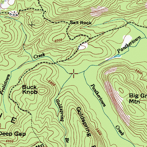 Topographic Map of Goldspring Branch, NC