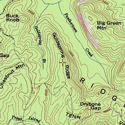 Topographic Map of Goldspring Ridge, NC