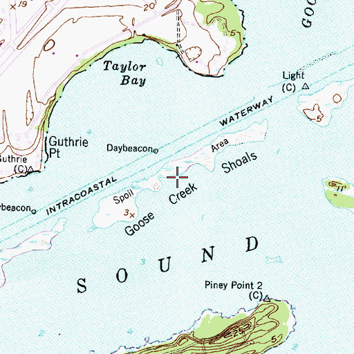 Topographic Map of Goose Creek Shoals, NC
