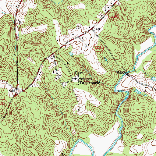 Topographic Map of Gospel Tabernacle, NC