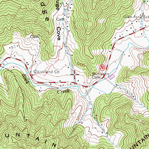 Topographic Map of Gouge Cove, NC