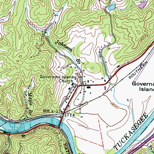 Topographic Map of Governors Island Church, NC