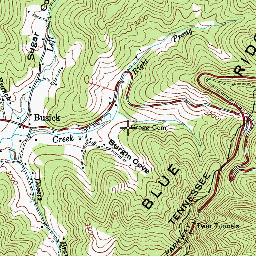 Topographic Map of Gragg Cemetery, NC