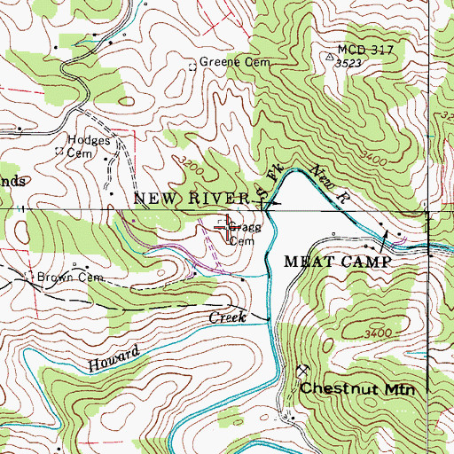 Topographic Map of Gragg Cemetery, NC