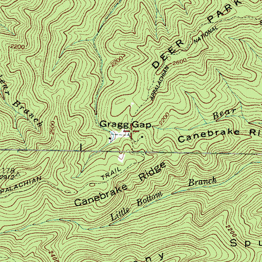 Topographic Map of Gragg Gap, NC