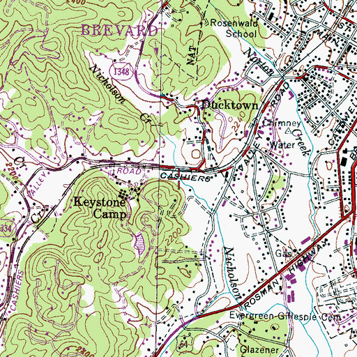 Topographic Map of Graham Creek, NC