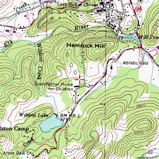 Topographic Map of Grandfather Home for Children, NC