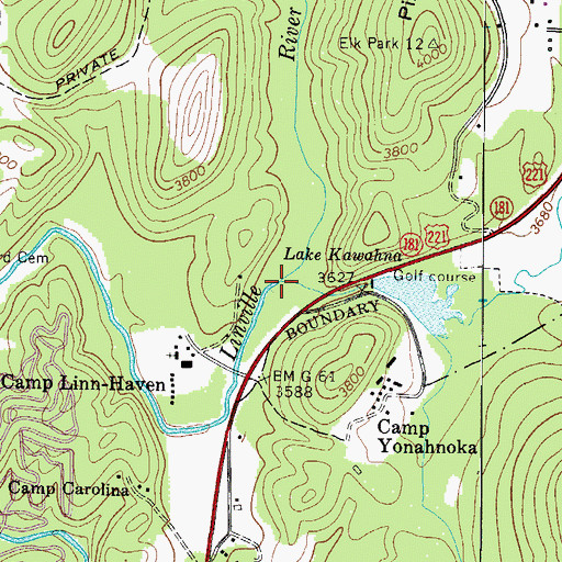Topographic Map of Grandmother Creek, NC