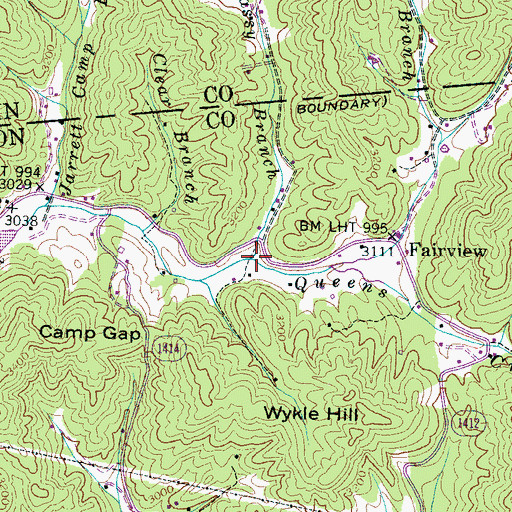 Topographic Map of Grassy Branch, NC