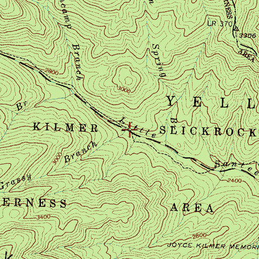 Topographic Map of Grassy Branch, NC
